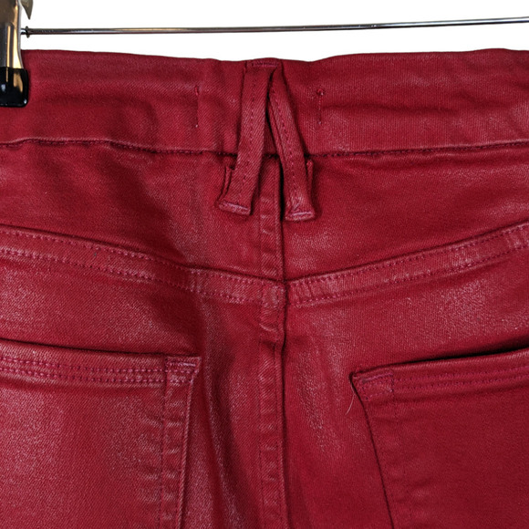 Good American Womens Jeans 6 28 Red Good Waist Crop Shimmer Cut Off Cuff Pants - Picture 9 of 13